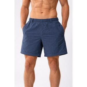 Birddogs Mens L Navy Blue Lined Gym Athletic Shorts Zipper Pockets Regular